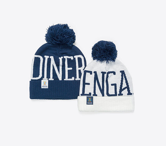 Beanie mit Bommel navy oder weiss